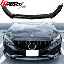 GLOSS BLACK MERCEDES LIP FITS W205 C205 C CLASS LOOK FRONT SPLITTER SPOILER AMG