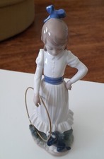 Nao By Lladro Girl With Dog and Hoop "My Dog Does Tricks" 0379