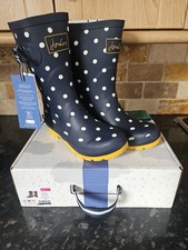 Girls Joules Molly Welly Navy Spot Size UK 3 BNWT