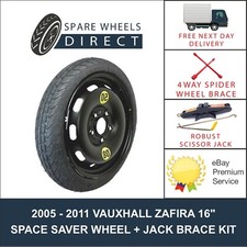 2005 - 2011 VAUXHALL ZAFIRA 16" SPARE SPACE SAVER WHEEL + JACK & BRACE KIT (GM1)