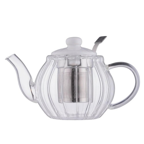 Glass teapot with - glass, white