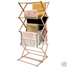 WOODEN FOLDING CONCERTINA CLOTHES AIRER HORSE DRYER 5m LAUNDRY HANGER FREE STAND