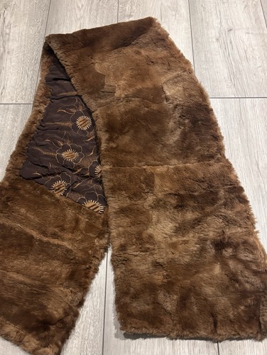 Vintage style brown fur scarf - fur,