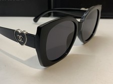 CHANEL Sunglasses Black Gold