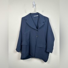 Morgane Le Fay Deep Blue Silk Oversized Lightweight Jacket EUC