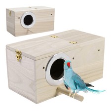 Parrot Budgie Lovebirds Wooden Nesting House Bird Breeding Box Cage Nest