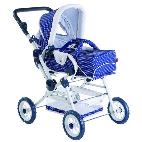 Gotz doll blue pram spotty - blue,
