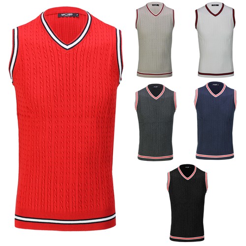 Mens sleeveless neck jumper - v,