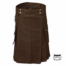 Chocolate Brown Men Fashion Sport Utility Kilt Deluxe Kilt Adjustable