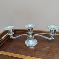 Vintage Silver Metal 3-Arm Candelabra Candle Holder /decor /country House