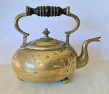 Edwardian Brass Kettle on Three Feet, Scottish? Antique Original Condition