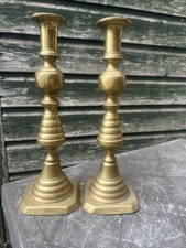 Pair Of Victorian Brass Candlesticks Ornate Home Decor Vintage 11 In -28 Cm Tall