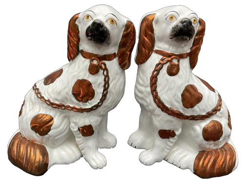 Antique staffordshire spaniels - antique,