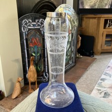 Antique etched glass vase with