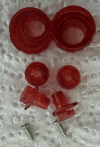 Red tear off button - red,