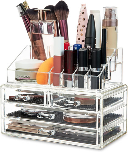 Acrylic makeup organizer with - organizer,