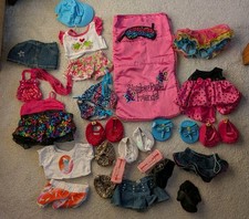 Build A Bear Bundle- Clothes, Shoes And Sleeping Bag. Used.