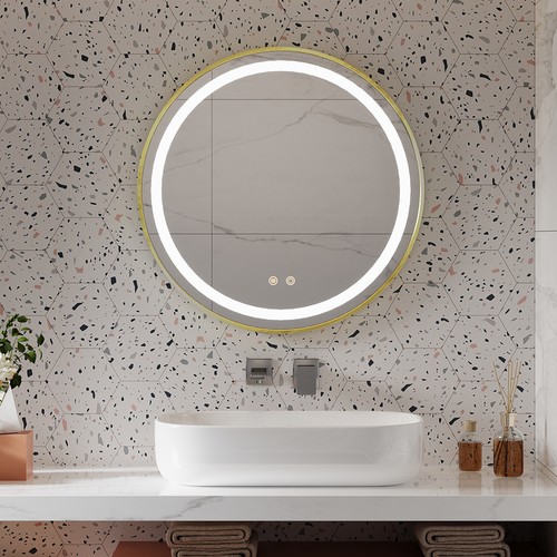 Round bathroom makeup mirror - round,