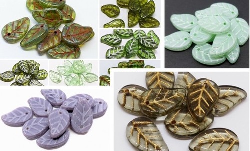 Czech glass leaf drop - 14, (mm)