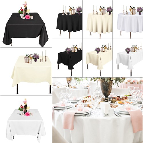 Tablecloth white black round - tablecloth,