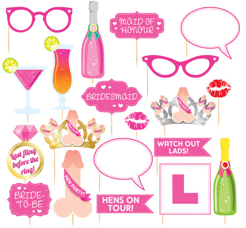 20pc hen party photo booth - party,