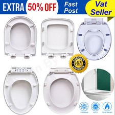 Luxury Toilet Seat Heavy Duty White Soft Close Top Quick Release Hinges O D V S