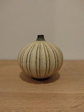 Akio Nukaga "Pleats Work" Bud Vase Japanese Kasama Ware Ceramic Art - Unused