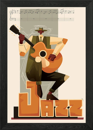Jazz guitar framed - guitar, art