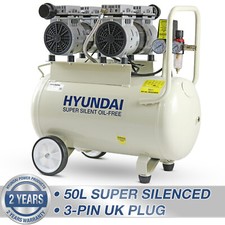 Hyundai Electric Air Compressor, 50 Litre LOW NOISE 2.5hp 11CFM 118psi, Oil Free