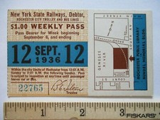 1936 Rochester Transit Trolley & Bus NY Weekly Pass Public Library Map Rundel