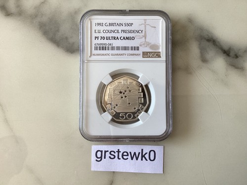 1992 silver proof 50p - silver, "eu