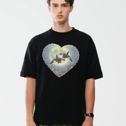 Vintage orca heart moon - heart,