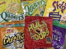 Collection of Vintage Crisp Packets - 90s 00s Quavers Skips Hula Hoops Nik Naks