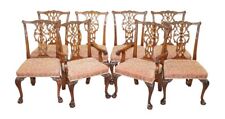Set of Eight Solid Hardwood Claw & Ball Feet Thomas Chippendale Dining Chairs 8