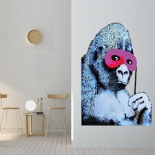 Pink Gorilla Mask Banksy Wall