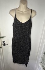 After Six By Ronald Joyce Black Heavy Beaded  Evening Dress Size 12 Vintage Silk