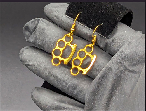 Gold tone brass knuckle duster - gold,