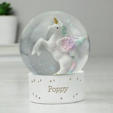 Personalised Unicorn Glitter Snow Globe Christmas Gift Kids Stocking Filler