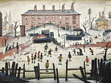 THE CRICKET MATCH PEOPLE CANVAS WALL ART PICTURE PRINT LS LOWRY STYLE