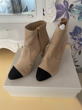 CHANEL BEIGE AND BLACK  BOOTS