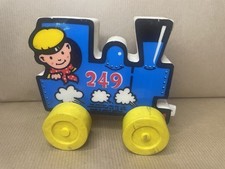 Vintage 1970s Push Along Ernie Engine. Squeeze & Squeak Soft Vehicle. Train Toy