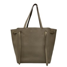 Auth CELINE Cabas Phantom Small With Belt - Taupe (Gray Beige) Leather Tote Bag