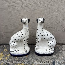 Very Rare Staffordshire Dalmatian Dogs Figurines Pair signed Sampson Smith. 