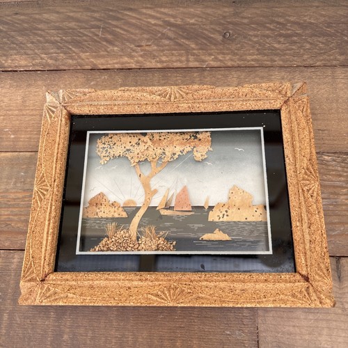 Vintage carved cork picture - vintage,