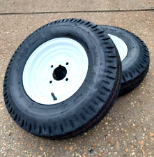 WHITE 2 off 500 x 10 Trailer Wheels and Tyres, 4 stud 4" PCD, 4 Ply Kenda Tyre,