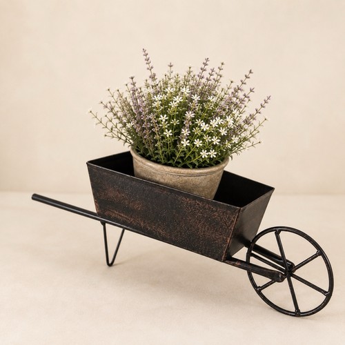 Mini wheelbarrow planter black - mini,