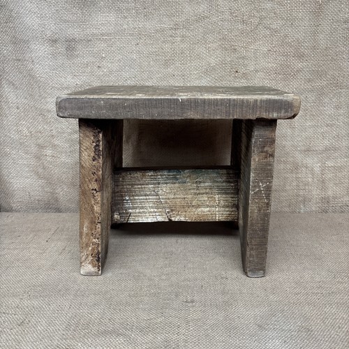 Rustic stool wooden waxed - rustic,