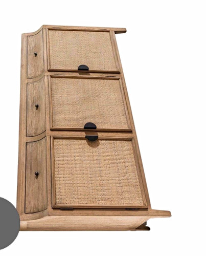 Oak wood rattan farmhouse - wood, &