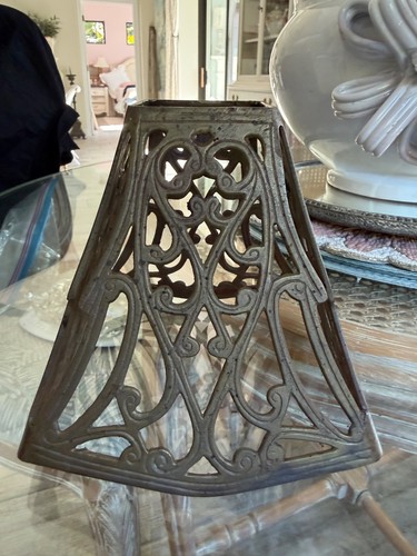 Antique brass table lamp shade - antique,