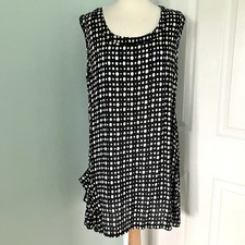 Masai Clothing Company Black & White Polka Dot Spotty Tunic Top Pocket Size M